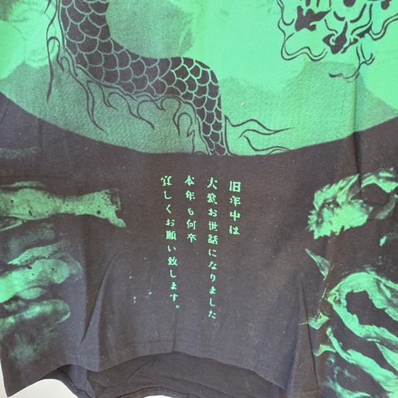 NEW Yakuza Streetwear Green Dragon T-Shirtdress Grunge Gangster Y2K 90s Large - Picture 6 of 11